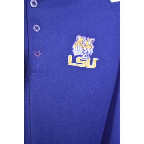 LSU TIGERS Men's Purple Polo Sz XL Hallovers Knit Shirt Embroidery Nice - Picture 3 of 8